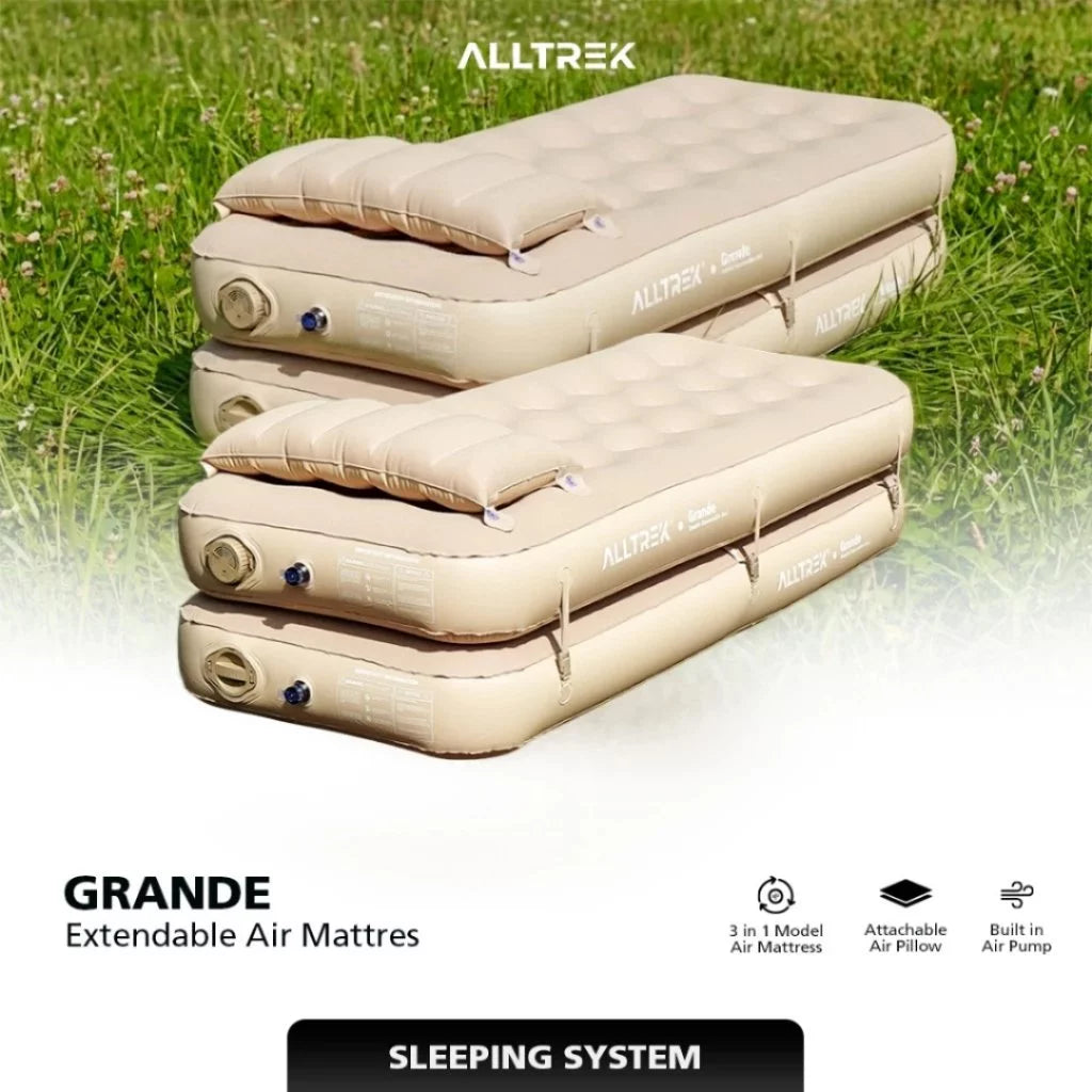 ALLTREK Paket Tenda Camping Skylark 4-6 Orang Bundle Glamping Premium + Kasur Camping GRANDE + Meja Lipat ARVENA + Kursi LITE + Lampu Camping HERITAGE