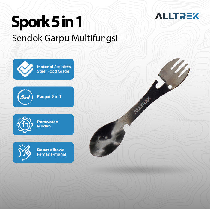 ALLTREK ช้อนส้อมอเนกประสงค์ 5 in 1 สำหรับการตั้งแคมป์