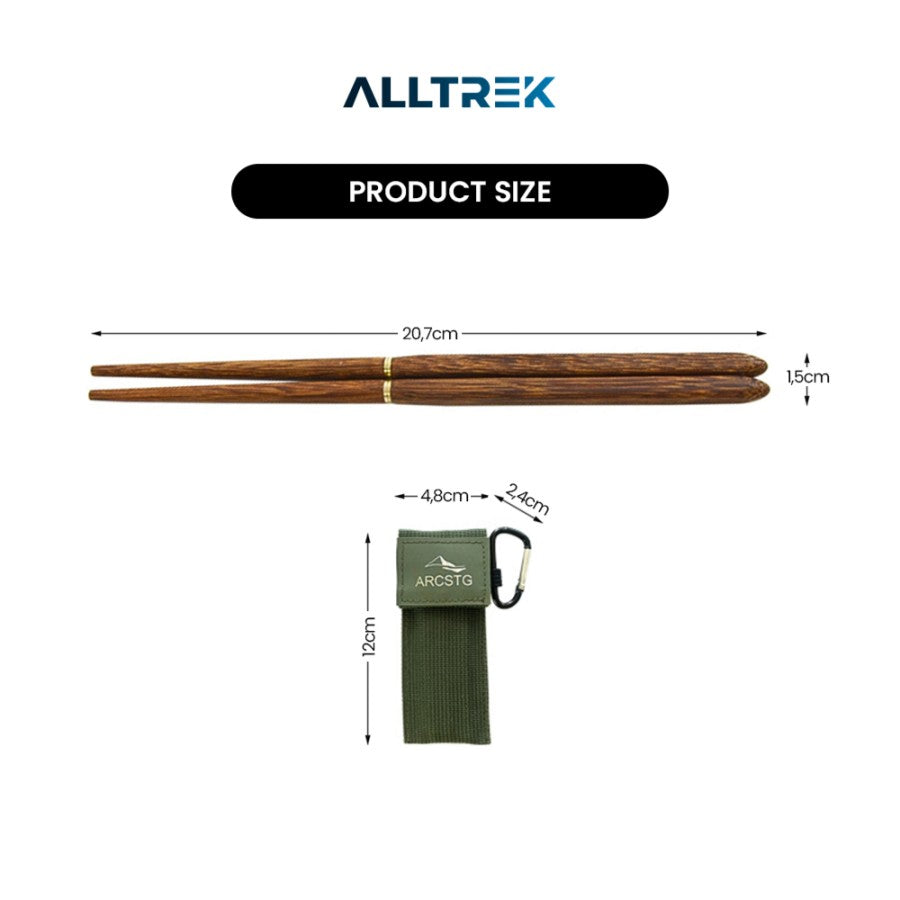 ALLTREK ตะเกียบไม้แบบพกพาพับได้ตะเกียบอาหารเย็น