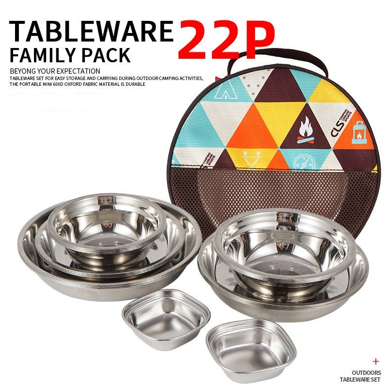 ALLTREK Tableware Family Pack 22 ชิ้นชุดตั้งแคมป์กลางแจ้งแบบพกพา