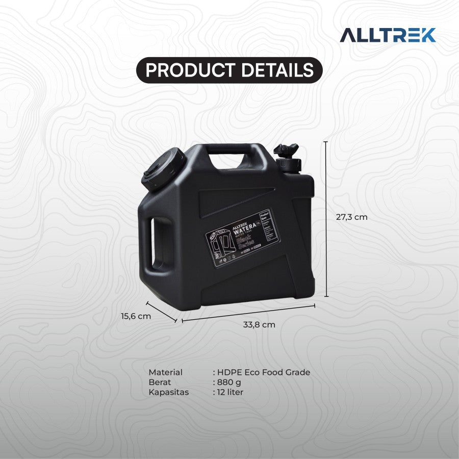 ALLTREK Water Gallon 12L WATERA BLACK อัพเกรดถังเก็บน้ำความจุขนาดใหญ่