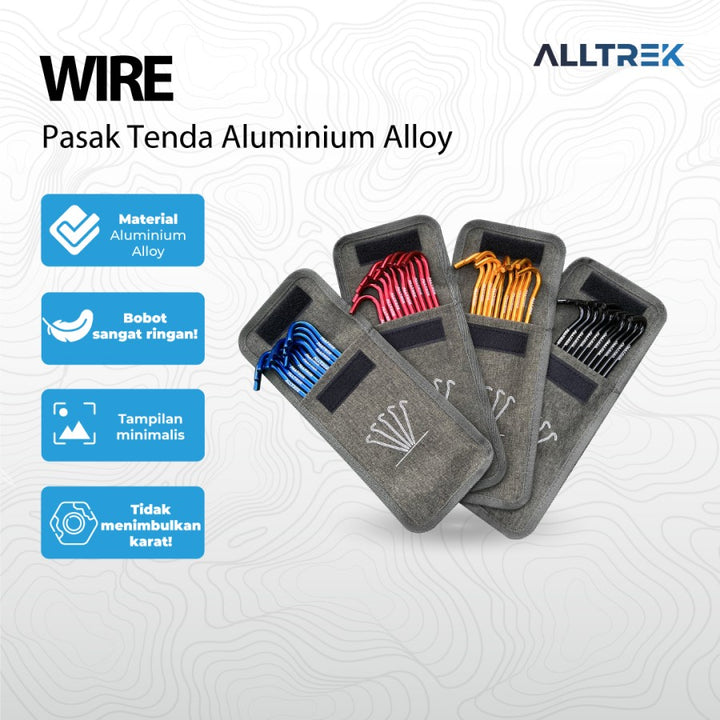 ALLTREK Pasak Tenda Camping Aluminium Alloy WIRE Ultralight 10 Pcs